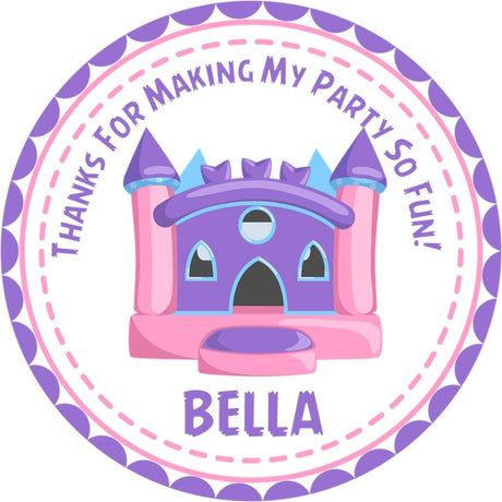 Pink and purple bounce house birthday sticker