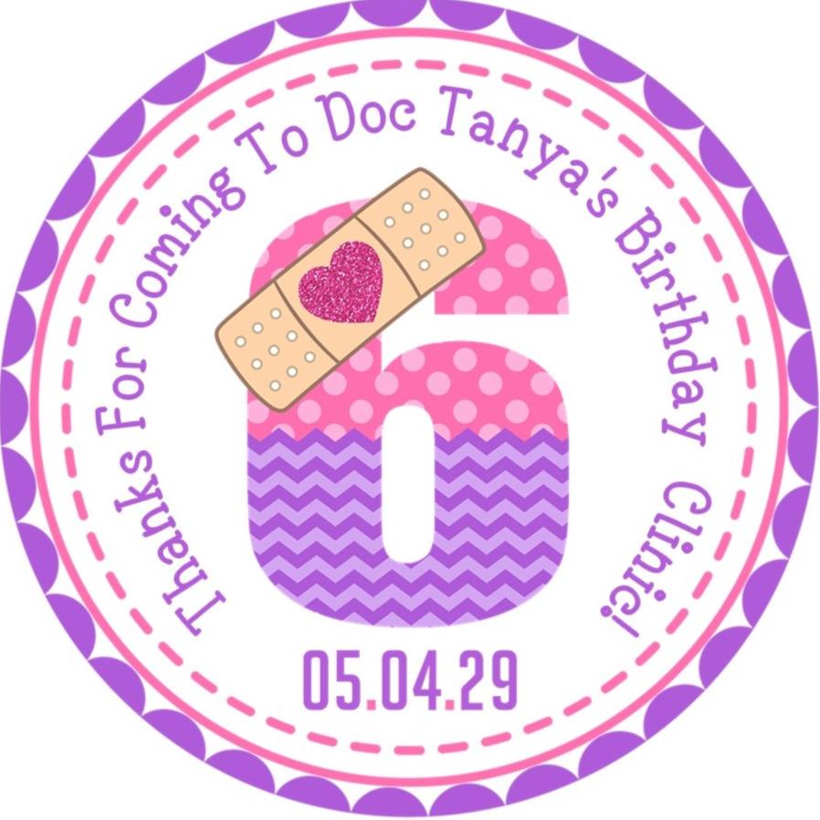 Pink and purple doctor birthday sticker