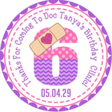 Pink and purple doctor birthday sticker