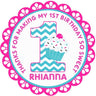 Pink and teal cupcake 1st birthday label