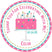 Pink and turquoise birthday cake sticker with stars