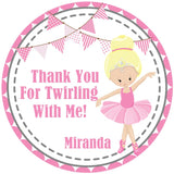 Pink ballet party favor label