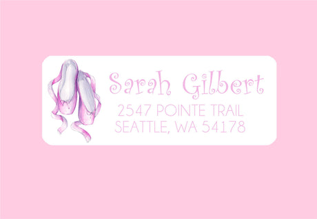 Pink ballet slipper watercolor address labels