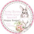 Pink basket bunny Easter sticker with flowers