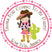 Pink cowgirl birthday sticker with cactus and rope