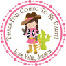 Pink cowgirl birthday sticker with cactus and rope