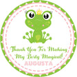 Pink dashed frog princess birthday sticker with personalized name