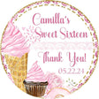 Pink dessert-themed Sweet 16 birthday sticker