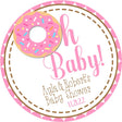 Pink donut baby shower favor label