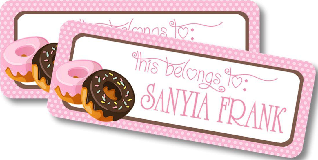 Pink donut themed back to school name label