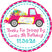 Pink drive-by birthday sticker personalized with name