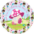 Pink fairy birthday sticker with African-American fairies