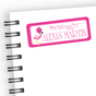 Pink flamingo themed personalized school supply name label