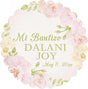 Pink floral Spanish Mi Bautizo baptism sticker