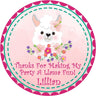 Pink floral llama birthday sticker with hibiscus flowers