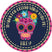 Pink floral sugar skull birthday sticker with personalized text