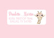 Pink giraffe personalized address labels on envelope