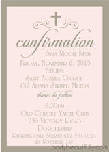 Pink gray confirmation invitation suitable for religious celebrations