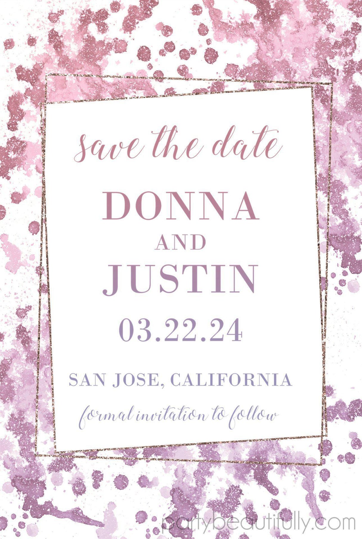 Pink lavender wedding save the date