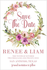 Pink mgenta wedding save the date cards