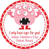 Pink monster “eyes for you” Valentine sticker