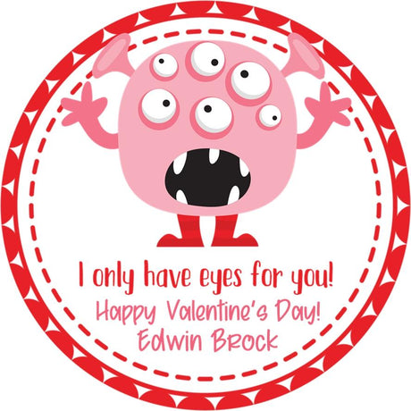Pink monster “eyes for you” Valentine sticker