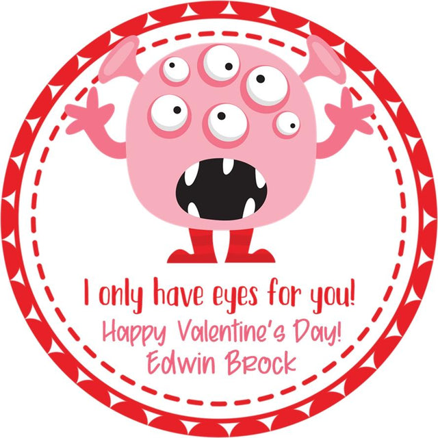 Pink monster “eyes for you” Valentine sticker