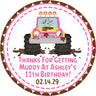 Pink mudding monster truck birthday sticker