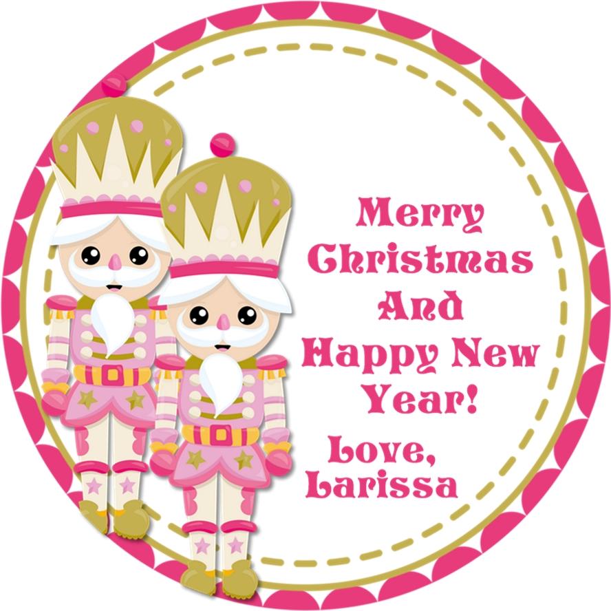 Pink nutcracker Christmas stickers with festive holiday design