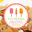 Pink orange and green popsicle birthday sticker design