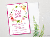 Pink pastel floral save the date cards