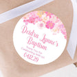 Pink peach watercolor floral baptism sticker