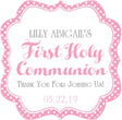 Pink polka dot First Holy Communion sticker for girls