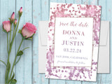 Pink purple lavender gold save the dates