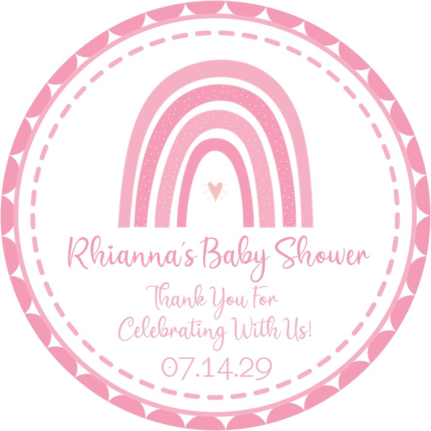Pink rainbow baby shower sticker