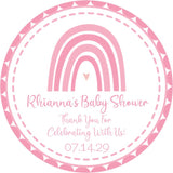 Pink rainbow baby shower sticker