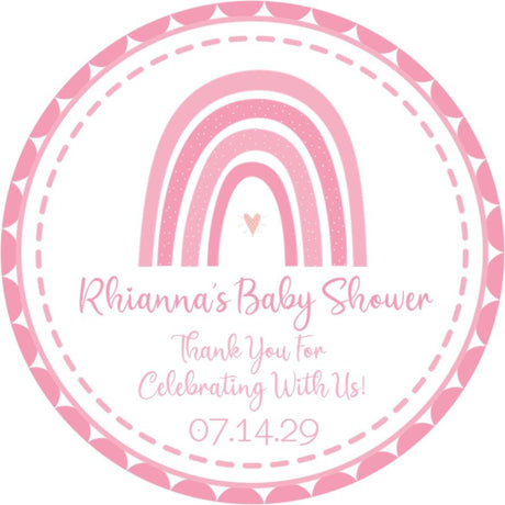 Pink rainbow baby shower sticker