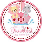 Pink sailing boat Valentine stickers