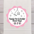 Pink scalloped fuzzy dice party sticker