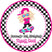 Pink skateboard birthday sticker with skater girl