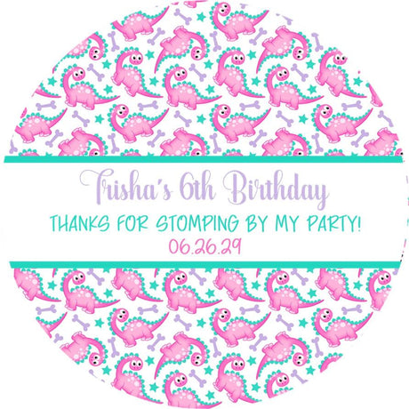 Pink teal and purple cute dinosaur illustration sticker