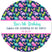 Pink teal green cartoon dinosaur illustration label