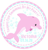 Pink under the sea party favor label