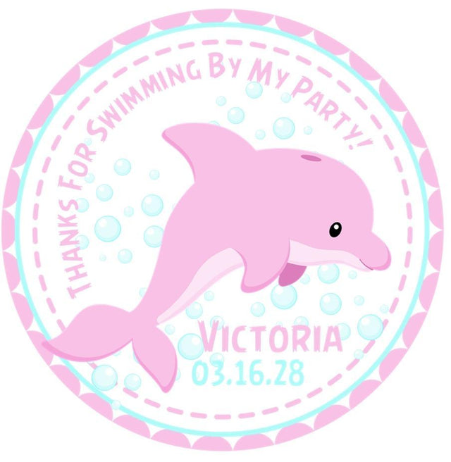 Pink under the sea party favor label