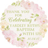 Pink watercolor floral baptism sticker