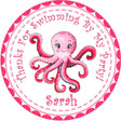 Pink watercolor octopus birthday sticker