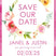 Pink wildflower wedding save the date