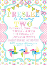 Pinwheel Birthday Party Invitations