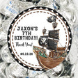 Pirate party favor label with watercolor ship and distressed details