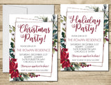 Poinsettia Christmas Or Holiday Party Invitations